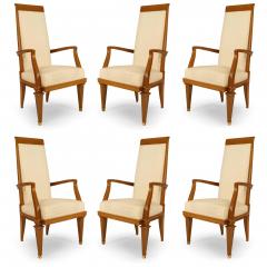 Set of 10 French White Muslin Arm Chairs - 4627842
