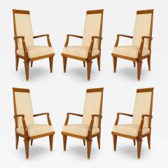 Set of 10 French White Muslin Arm Chairs - 4627882