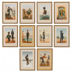 Set of 10 French prints of 19th C character international military figures - 4654584