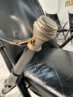 Set of 10 Mid Century Italian Folding leather Chairs 1960s - 3572879