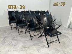 Set of 10 Mid Century Italian Folding leather Chairs 1960s - 3572885
