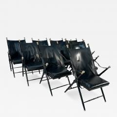 Set of 10 Mid Century Italian Folding leather Chairs 1960s - 3573611