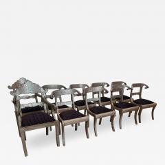 Set of 10 Moroccan Metal Clad Rams Head Dining Chairs - 4379400
