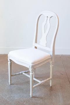 Set of 10 Swedish Painted Dining Room Chairs with Carved Splats and Upholstery - 4243312