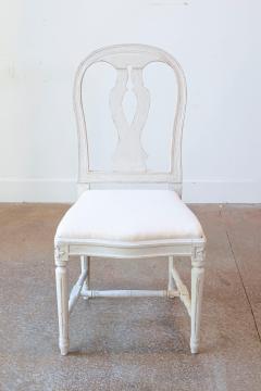 Set of 10 Swedish Painted Dining Room Chairs with Carved Splats and Upholstery - 4243314