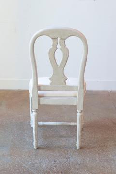 Set of 10 Swedish Painted Dining Room Chairs with Carved Splats and Upholstery - 4243317