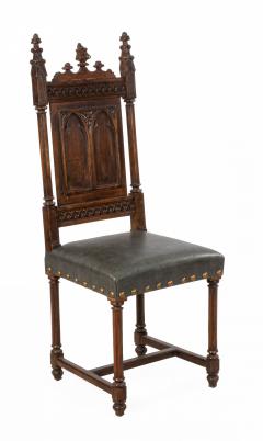 Set of 11 English Gothic Revival Leather Side Chairs - 1418896