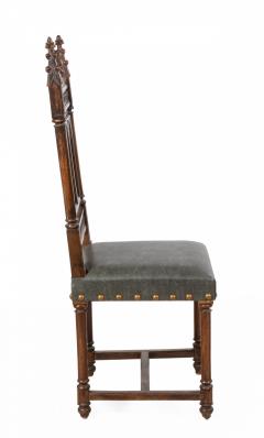 Set of 11 English Gothic Revival Leather Side Chairs - 1418897