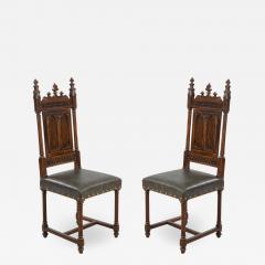 Set of 11 English Gothic Revival Leather Side Chairs - 1420511