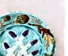 Set of 11 French Majolica Asparagus Plates - 2142475