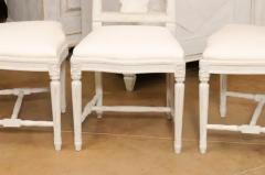 Set of 11 Swedish Painted Dining Room Chairs with Carved Splats and Upholstery - 3491567