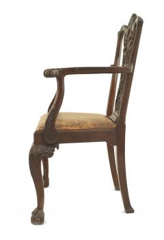 Set of 12 English Chippendale Brown Leather Chairs - 1419747