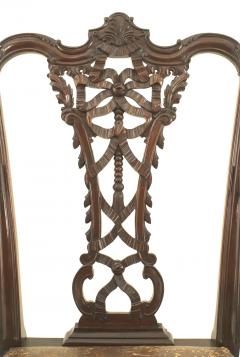 Set of 12 English Chippendale Brown Leather Chairs - 1419749