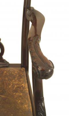 Set of 12 English Chippendale Brown Leather Chairs - 1419750