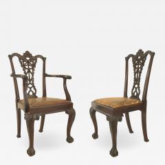 Set of 12 English Chippendale Brown Leather Chairs - 1421759