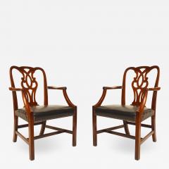 Set of 12 English Georgian Mahogany and Leather Chairs - 1407912