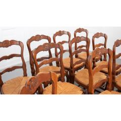 Set of 12 French Early 20th Century Rush Seat Chairs - 1950688