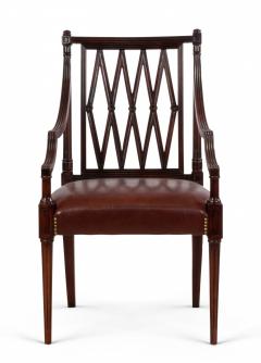 Set of 12 Georgian Style Open Diamond Backed Arm Chairs - 1402386