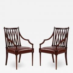Set of 12 Georgian Style Open Diamond Backed Arm Chairs - 1407809