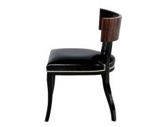 Set of 12 Macassar and Leather Dining Chairs by Philippe Hurel France - 3996136