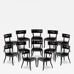 Set of 12 Macassar and Leather Dining Chairs by Philippe Hurel France - 3998389