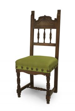 Set of 12 Spanish Renaissance Green Upholstered Chair - 1418197