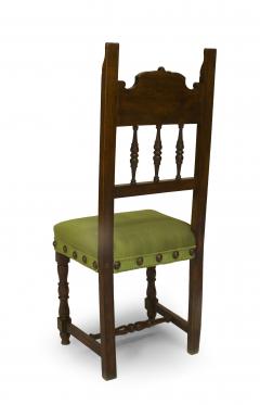 Set of 12 Spanish Renaissance Green Upholstered Chair - 1418201
