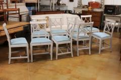 Set of 12 Swedish 1900s Painted Dining Room Chairs with Sinuous Pierced Motifs - 3602014