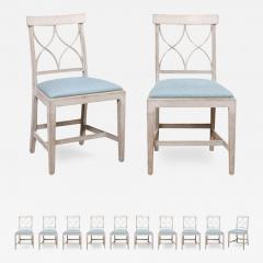 Set of 12 Swedish 1900s Painted Dining Room Chairs with Sinuous Pierced Motifs - 3603485