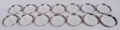 Set of 14 American Modern Classical Sterling Silver Glass Coasters - 4059117