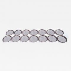 Set of 14 American Modern Classical Sterling Silver Glass Coasters - 4062018