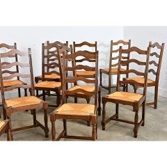 Set of 14 Ladder Back and Rush Seat Dining Chairs - 4722726