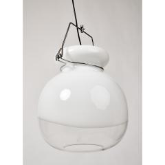 Set of 16 Blown White and Clear Glass Pendant Lanterns Italy 1970s - 3005922