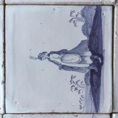 Set of 16 Blue and White Delft Tiles with Animals and Figures 18th Century - 4780285