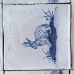 Set of 16 Blue and White Delft Tiles with Animals and Figures 18th Century - 4780286
