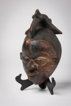 Set of 2 African Cameroon 20th Century Carved Wooden Bamileke Mask with Hornbill - 4660841