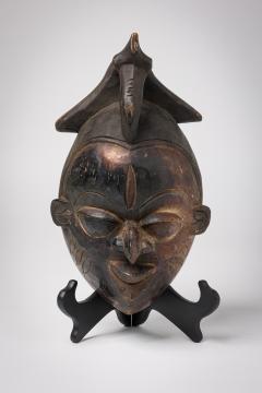 Set of 2 African Cameroon 20th Century Carved Wooden Bamileke Mask with Hornbill - 4660842