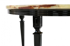 Set of 2 Art Deco Nightstands with half moon Marble on Black Metal Base - 2650460