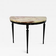 Set of 2 Art Deco Nightstands with half moon Marble on Black Metal Base - 2689323
