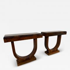 Set of 2 Art Deco Style Console Tables in Bookmatched Burl Wood - 4305903