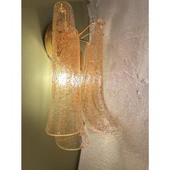 Set of 2 Clear Gold Petali Murano Glass Wall Sconces in Vintage Style - 4303372