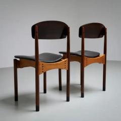 Set of 2 Diningroom Chairs in Teak Mahogany and faux leather Italty 1960s - 3405820