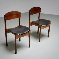 Set of 2 Diningroom Chairs in Teak Mahogany and faux leather Italty 1960s - 3405823