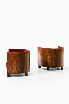 Set of 2 Easy Chairs in Fabric and Rosewood 1930s - 4541193