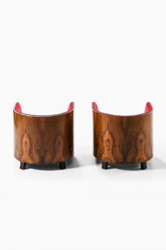 Set of 2 Easy Chairs in Fabric and Rosewood 1930s - 4541194