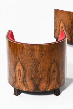 Set of 2 Easy Chairs in Fabric and Rosewood 1930s - 4541198