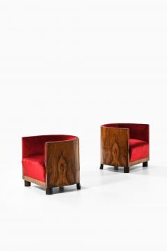 Set of 2 Easy Chairs in Fabric and Rosewood 1930s - 4544122