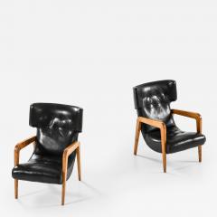 Set of 2 Easy Chairs in Leather and Brich 1950s - 4532629