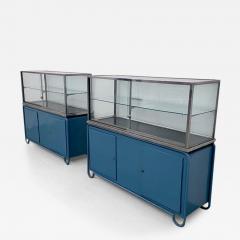 Set of 2 Fiera Milano Display Cabinets in Glass Steel and Wood Italy 1950s - 3124148