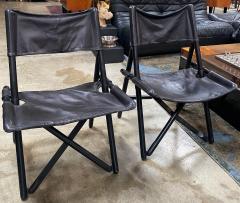 Set of 2 Italian Vintage Leather and Wood Side Chairs 1960s - 2609858